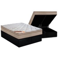 Cama Box Baú Queen: Colchão Molas Pocket Ensacadas Castor Revolution Híbrido + Base CRC Suede Black (158x198)