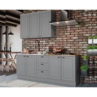 Kit Cozinha Modulada 4 Peças Americana (1Aéreo+2Balcões+1Complemento) s/Pia CZ127 Cinza - Henn