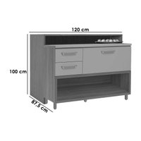 Balcão de Cozinha Modulado Princesa c/ 1 Porta e 2 Gavetas 120cm Freijo/Grafite - Nesher
