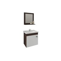 Conjunto de Banheiro Balcão Suspenso Iris c/ Cuba 44cm e Espelheira 40cm Cafe/Branco - MGM