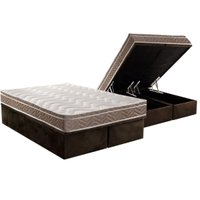 Cama Box Baú King: Colchão Ortopédico Paropas D33 Confort Ultra Firme + Base CRC Suede Brown (193x203)