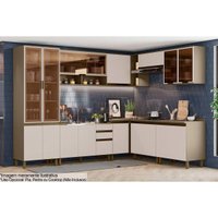 Cozinha Modulada Henn Connect 12 Peças (4Aéreos+4Balcões+1Paneleiro+3Complementos) C6P08 Duna/Cristal-Henn