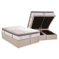 Cama Box Baú King: Colchão Molas Ensacadas Herval Poseidon Plus C1954 + Base CRC Suede Clean (193x203x34)
