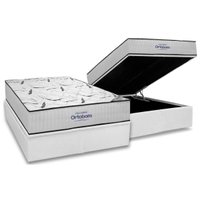 Conjunto Box Baú Casal: Colchão Espuma Ortobom D45 Highfoam + Base CRC Courano White (138x188)