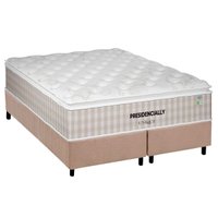 Cama Box Queen: Colchão Molas MasterPocket Ensacadas Plumatex Presidencially + Base CRC Suede Clean (158x198)