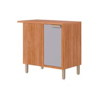 Gabinete de Cozinha Modulado Balcão c/ Tampo Eloise Nicho de Canto c/ 1 Porta 92cm Cinamomo/Platina - MGM