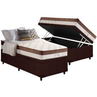 Conjunto Box Baú Solteiro: Colchão Molas D Angelis Anjos Ensacadas King Best + Base CRC Courano Brown (88x188)