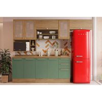 Cozinha Modulada Kappsberg Botanic Botanic 8 Peças (4Aéreos+2Balcões+2Complementos) M665 Nogueira/Verde Oliva-Kappesberg