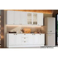 Cozinha Modulada Completa Americana 9 Peças (3Aéreos+3Balcões+3Complementos) C5P37 Branco - Henn