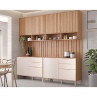 Kit Cozinha Modulada 6 Peças Divina (2Aéreos+2Balcões+2Complementos) CZ005 Freijo/Off White - MGM