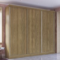 Guarda-Roupa Casal 100% MDF Kappesberg 3 Portas de Correr 8 Gavetas Nogueira