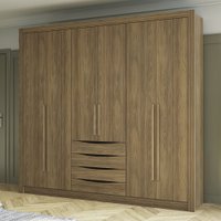 Guarda-Roupa Casal 100% MDF Kappesberg 6 Portas 4 Gavetas Nogueira