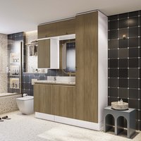 Conjunto para Banheiro Kappesberg Celeste 6 Peças Branco/Nogueira 170cm
