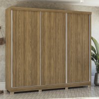 Guarda-Roupa Casal 100% MDF Kappesberg c/Pés 3 Portas de Correr 8 Gavetas Nogueira