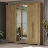 Guarda-Roupa Casal 100% MDF Kappesberg c/Pés e 8 Espelhos 6 Portas 8 Gavetas Nogueira