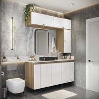 Conjunto para Banheiro Kappesberg Celeste 7 Peças Nogueira/Branco 160cm
