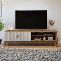 Rack para TV Até 55 Polegadas Ouro Preto 2 Portas Cinamomo/Off White - Valdemoveis