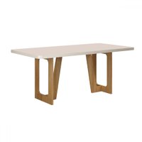 Mesa de Madeira 160 Cm Luna com Vidro Cinamomo/Off White 16407 - Valdemóveis