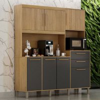 Cozinha Compacta Quartzo 7 Portas 2 Gavetas Cinamomo/Grafite - Valdemóveis