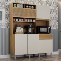 Cozinha Compacta Canastra 5 Portas 1 Gaveta Cinamomo/Off White - Valdemóveis