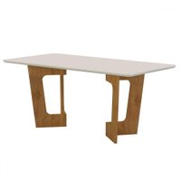 Mesa de Madeira Liz 180 Cm com Vidro 230 Cinamomo/Off White - Valdemoveis