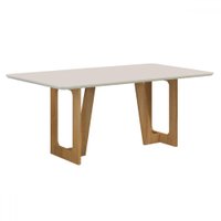 Mesa de Madeira 160 Cm Luna com Vidro Cinamomo/Off White - Valdemóveis