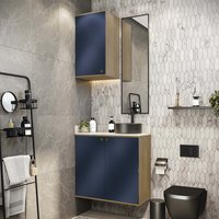 Conjunto para Banheiro com Aéreo Kappesberg Celeste 2 Peças Nogueria/Azul 80cm