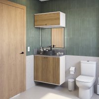 Conjunto para Banheiro com Basculante Kappesberg Celeste 2 Peças Branco/Nogueira 80cm