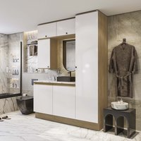 Conjunto para Banheiro Kappesberg Celeste 6 Peças Nogueira/Branco 170cm