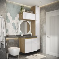 Conjunto para Banheiro Kappesberg Celeste 5 Peças Nogueira/Branco 116,5cm
