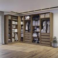 Conjunto Closet Kappesberg Adapt Nogueira 4 Peças 337cm x 175cm