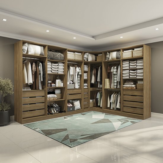 Conjunto Closet Kappesberg Adapt Nogueira 5 Peças 342cm x 263cm
