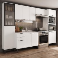 Armário de Cozinha Completa c Balcão Miami City Carraro Branco