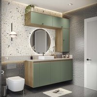 Conjunto para Banheiro Kappesberg Celeste 7 Peças Nogueira/Verde 160cm