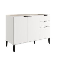 Balcão de Cozinha Miami 1200mm 2 Portas 3 Gavetas Sem Tampo Carraro Branco