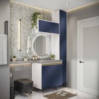 Conjunto para Banheiro Kappesberg Celeste 5 Peças Branco/Azul 116,5cm