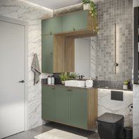 Conjunto para Banheiro Kappesberg Celeste 4 Peças Nogueira/Verde 120cm