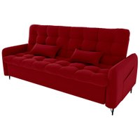 Sofa Cama 2 Lugares 200cm Pillar Veludo E404 Vermelho Milani Store