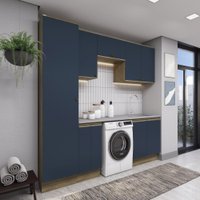 Lavanderia Modulada Kappesberg Celeste Com 7 Peças Nogueira/Azul 230cm