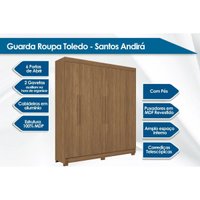 Guarda Roupa Casal 6 Portas e 2 Gavetas c/ Pés Toledo Jatobá - Santos Andirá