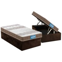 Cama Box Baú Solteiro: Colchão Anatômico Probel D33 Guarda Costas PróIntense + Base CRC Suede Brown (88x188)