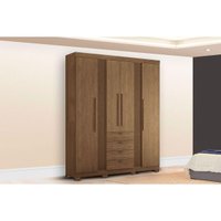 Guarda Roupa Casal 4 Portas e 4 Gavetas c/ Pés Aurora 4.4 Jatobá - Santos Andirá