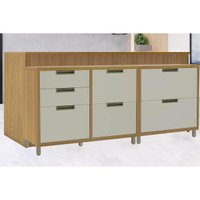 Balcão de Cozinha Modulado Imperatriz c/ 2 Portas e 5 Gavetas 200cm Freijo/Off White - Nesher