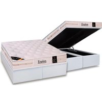 Cama Box Baú : Colchão Molas Pocket Ensacadas Castor Kingdom Aloe Vera + Base CRC Courano White (193x203)