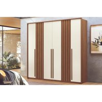 Guarda Roupa Casal 6 Portas e 4 Gavetas Coimbra Jatoba/Areia - Santos Andirá
