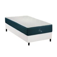 Cama Box Solteiro: Colchão Molas MasterPocket Ensacadas Polar Aquariuns + Base CRC Courano White (88x188)