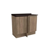 Balcão Cozinha p/ Cooktop c/ Tampo Maxxi G748 Canto Reto c/ 1 Porta 80cm Nogal/Preto - Kappesberg