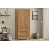 Guarda Roupa Solteiro 3 Portas e 2 Gavetas Wind Amêndola Touch - Demóbile