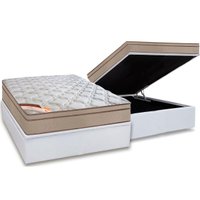 Cama Box Baú Casal: Colchão Molas Pocket Ensacadas Castor Revolution Híbrido + Base CRC Courano White (138x188)