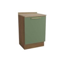 Balcão Cozinha p/ Cooktop c/ Tampo Botanic M629 c/ 1 Porta 60cm Nogueira/Oliva/Nogueira - Kappesberg
